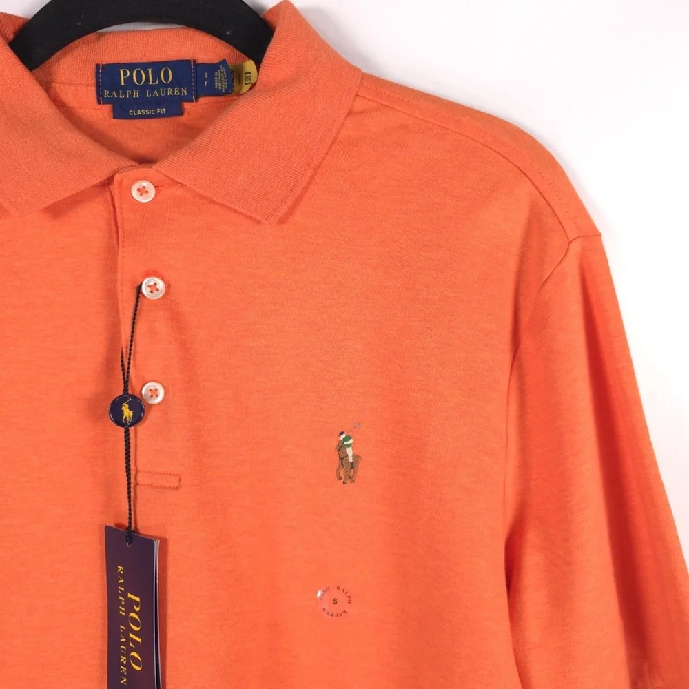 NWT POLO RALPH LAUREN Orange M CLASSIC FIT 100% SOFT COTTON‎ Polo Shirt SMALL
